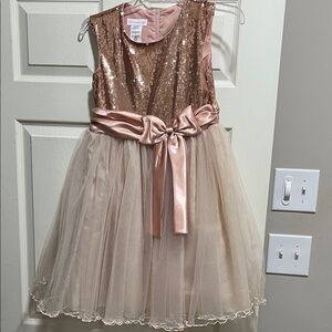 Bonnie Jean Sequin and Tulle Dress in Pink and Gold